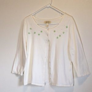 White Cardigan with beaded detail, size XL